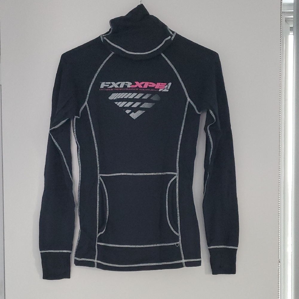 FXR Black Long Sleeve Merino Baselayer Top With Built In Balaclava.